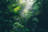 Dense jungle canopy alive with exotic wildlife sounds.