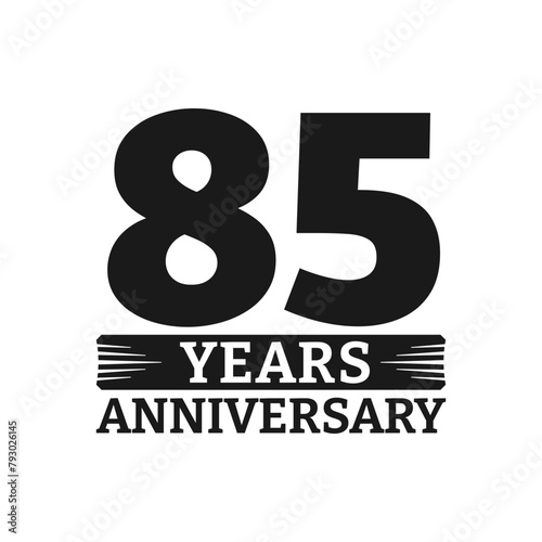 85 years logo or icon. 85th anniversary badge. Birthday celebrating, jubilee emblem design with number twenty. Vector illustration.