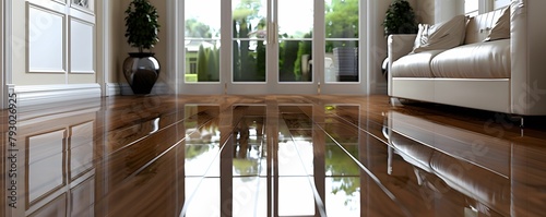 Modern Living Room with Reflective Flooring