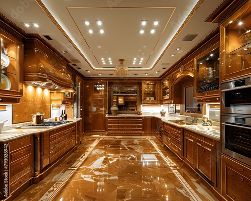 Opulent Kitchen with Marble Flooring