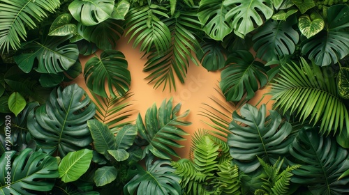 Vibrant Tropical Foliage Showcasing Ferns and Monstera Leaves Generative AI photo