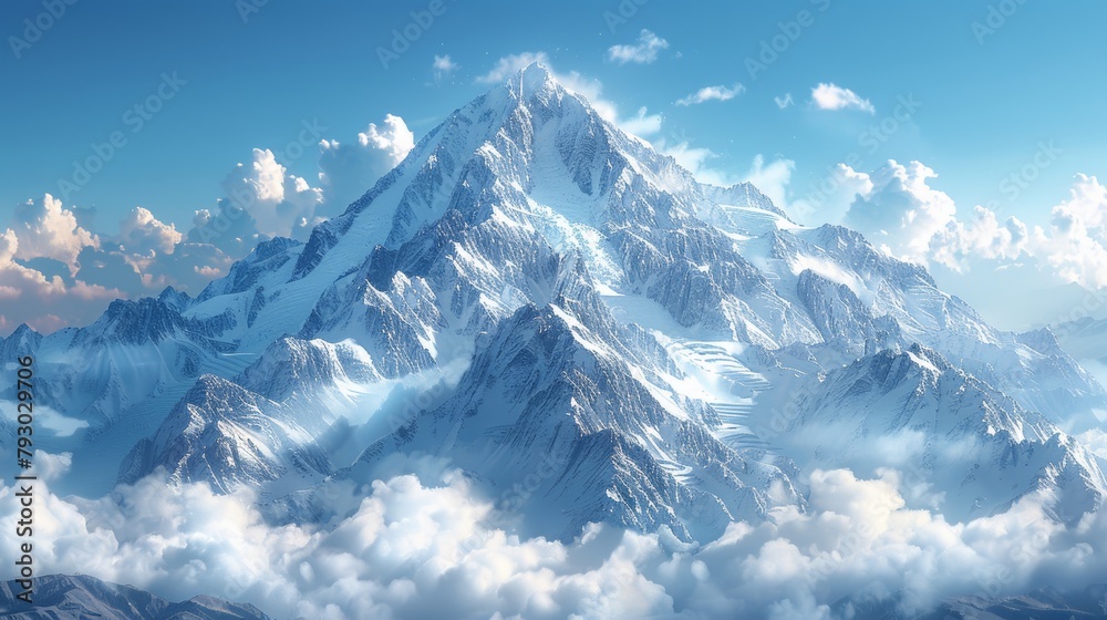 Majestic Snow-capped Mountain Peaks in Pristine Nature Generative AI