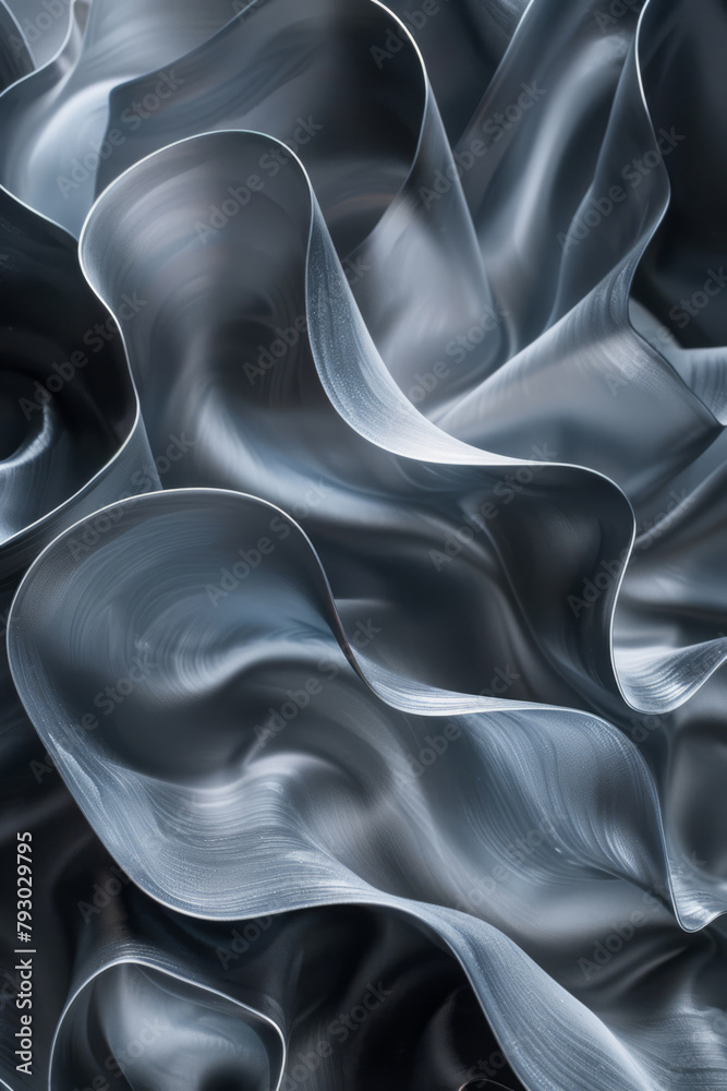 Abstract Artistic Waves of Shimmering Silver Fabric Abstract Artistic Waves of Shimmering Silver Fabric
