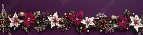 A traditional holiday border with a solid purple background, perfect for a regal and elegant look.