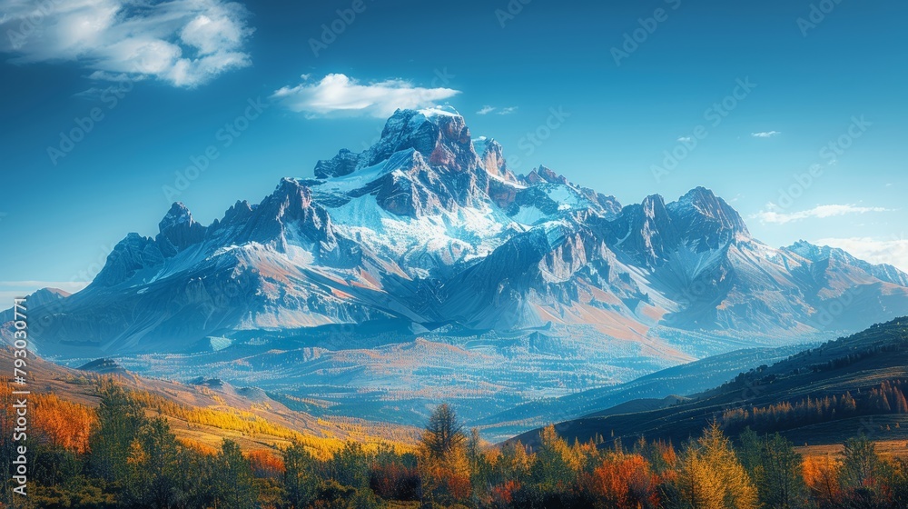 Breathtaking Scenery of Towering Mountain Peaks Generative AI