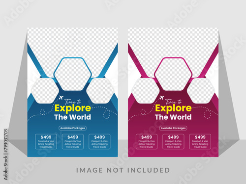Travel Flyer Template. travel flyer. tour and travel flyer Template Business concept. Flyer design for Tour and Travel Business concept. Vector new tour flyer design.