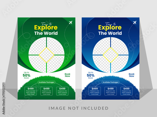 Travel Flyer Template. travel flyer. tour and travel flyer Template Business concept. Flyer design for Tour and Travel Business concept. Vector new tour flyer design.