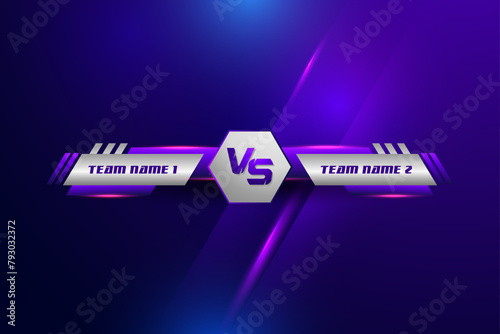vs versus screen for fight battle or comparison futuristic banner and light shiny colorful lower third for soccer football sports Background