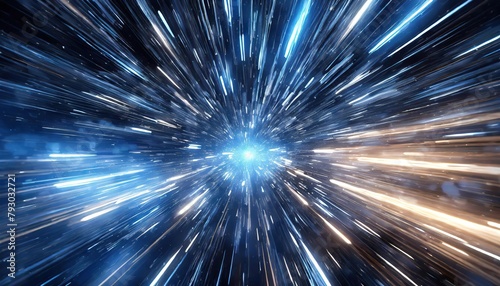 Fototapeta Abstract flight in space hyper jump