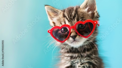 Celebrate love on Valentine s Day with an adorable furry friend This sweet kitten is all dressed up in red heart shaped glasses ready to charm its way into your heart Get ready for a purr f