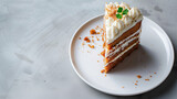 Indulge in the irresistible charm of our Carrot Cake, presented against a sophisticated grey background with high key lighting, accentuating its delectable features. This classic dessert boasts