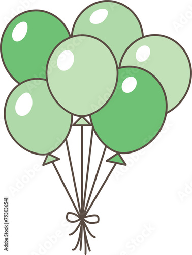 Green Balloons isolated on the white Background.