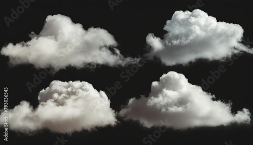 collection of whtie clouds isolated on black background