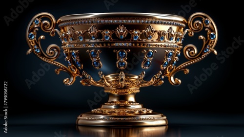 Golden Trophy Cup on Pristine Display Generative AI