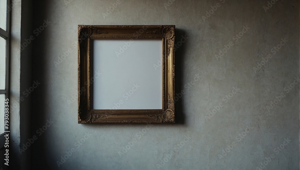 Empty frame leans against the wall and drop soft shadow Empty frame leans against the wall and drop soft shadow
