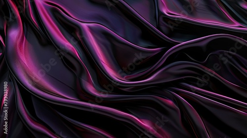 A luxurious black and purple silk satin fabric featuring a mesmerizing magenta gradient creating a sophisticated and abstract backdrop with delicate light lines Perfect for designing festiv photo