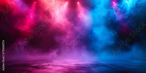 Pink and blue smoke on the stage photo