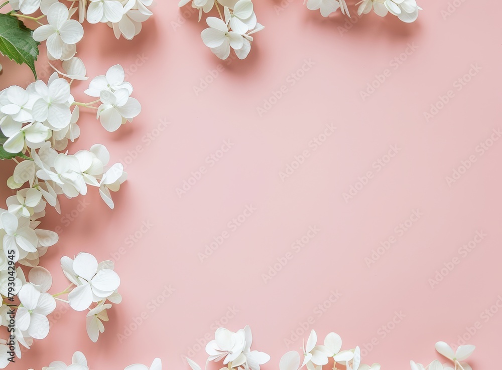 Pink Background With White Flowers