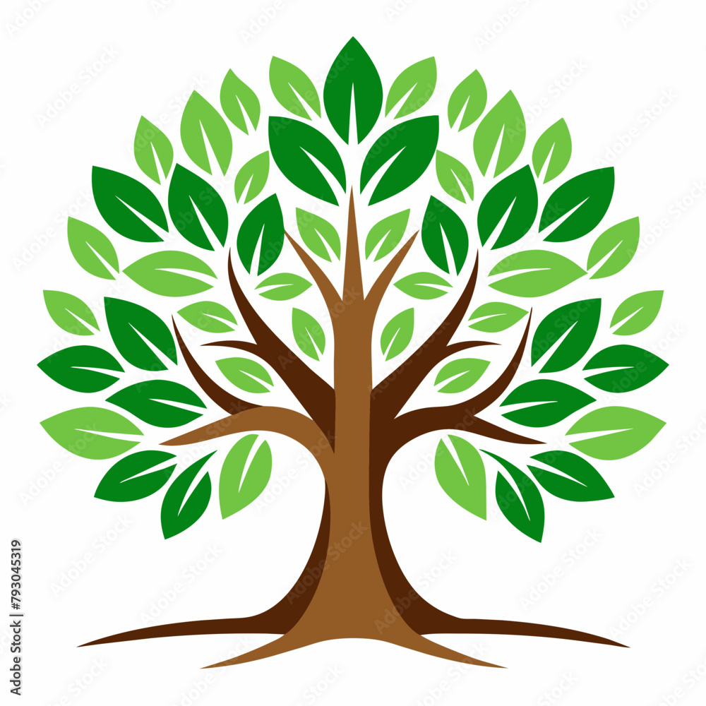 Obraz premium tree with leaves vector illustration
