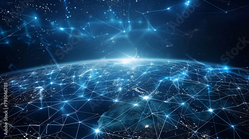 Data exchange and global network over the world 3D rendering ,Data exchange and global network  ,Global network connection covering the earth with lines of innovative perception 