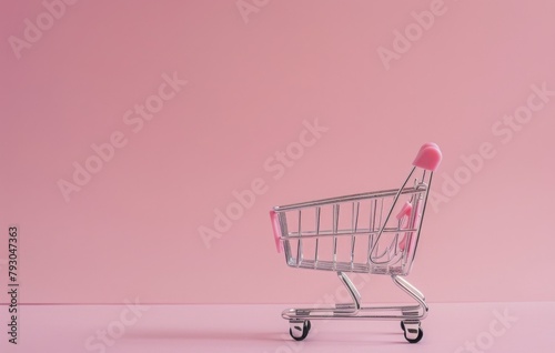 Shopping Cart on Pink Background