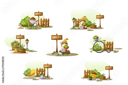  Set summer composition garden
