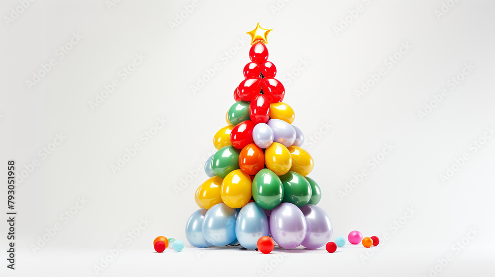 inflated balloon christmas tree, white backround сreated with Generative Ai inflated balloon christmas tree, white backround сreated with Generative Ai
