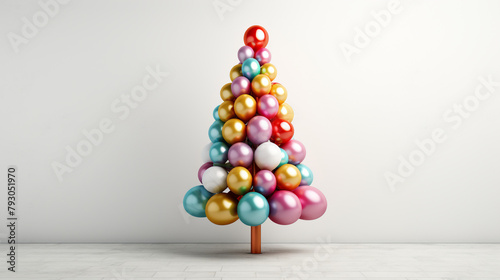 inflated balloon christmas tree, white backround сreated with Generative Ai