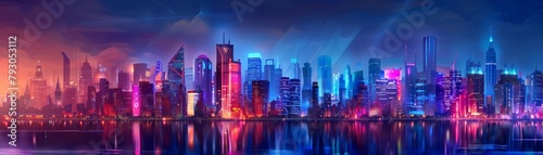 A futuristic interpretation of a shimmering city skyline, representing the notion of success and advancement in the business world