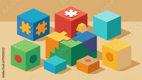 A set of tactile manipulatives such as textured blocks and puzzles designed to improve spatial awareness and motor skills for individuals with. photo