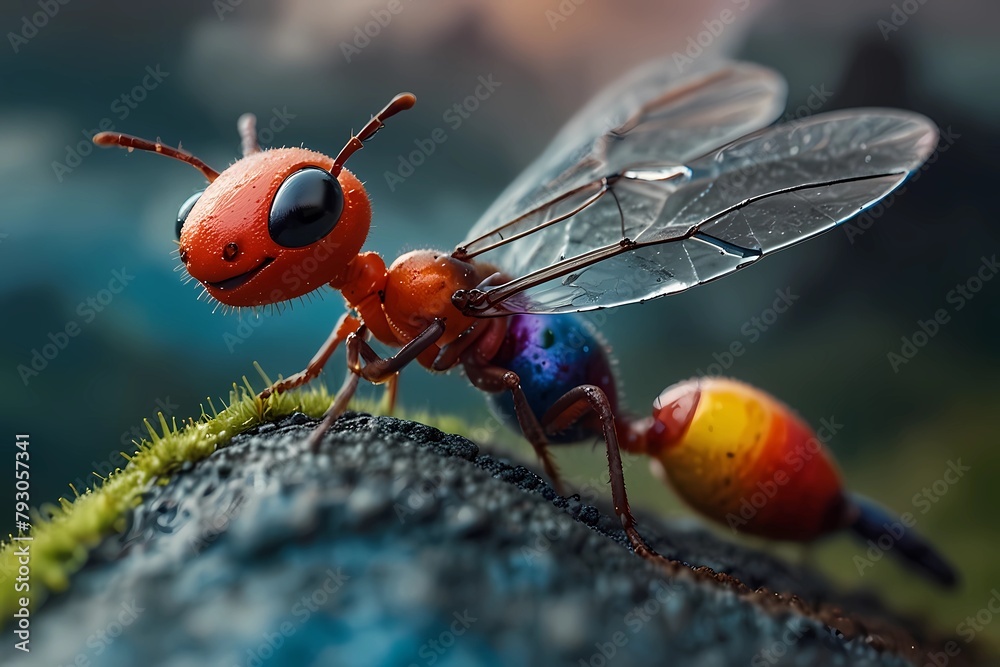 Migrant ant travels on ground and sky exploring the vibrant colors of ...