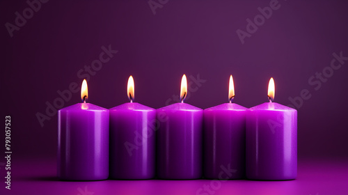 four purple advent candles  minimalistic   reated with Generative Ai