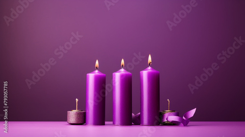 four purple advent candles  minimalistic   reated with Generative Ai