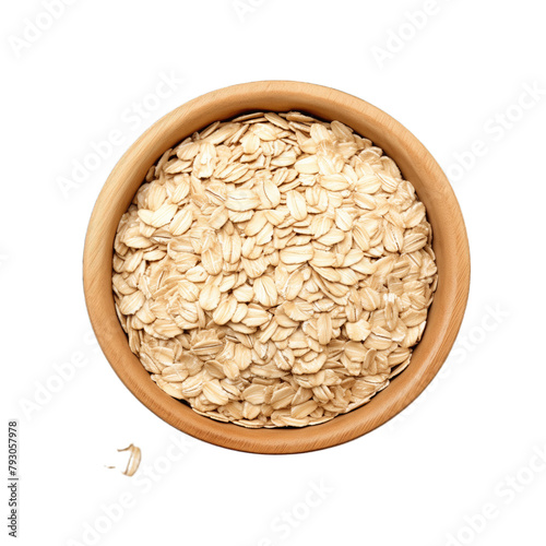 A bowl with oatflakes isolated on white background photo