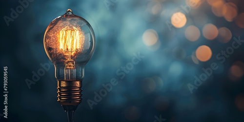 Glowing Vintage Light Bulb Symbolizing Creativity and Innovation in Communication photo