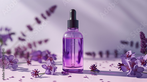 Serene Purple Dropper Bottle on Soft Textured Fabric