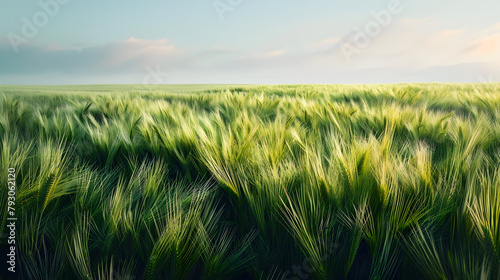 Breathtaking Display of Seeding Rye Grass Field Under the Warm Dusk Sky photo