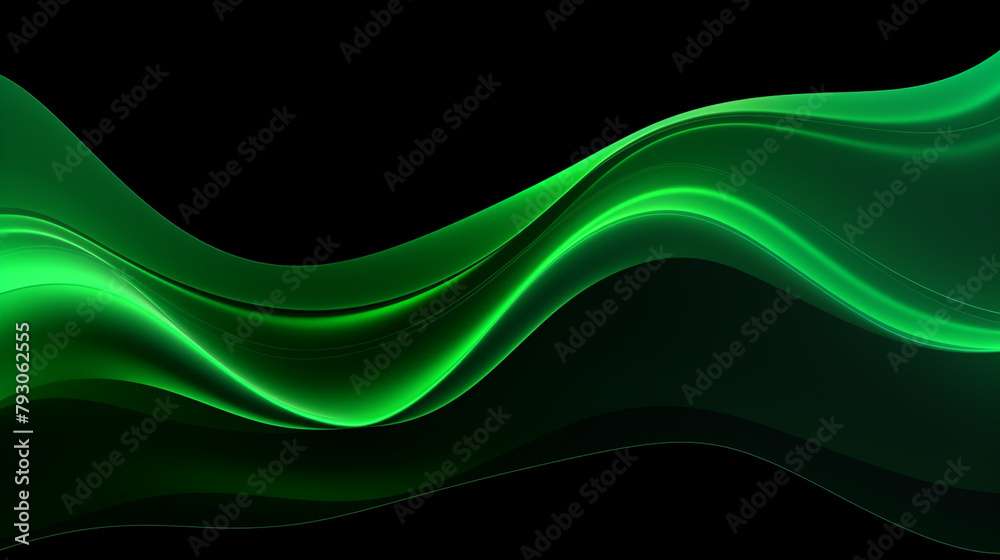 Fluid neon green wave on black background сreated with Generative Ai Fluid neon green wave on black background сreated with Generative Ai