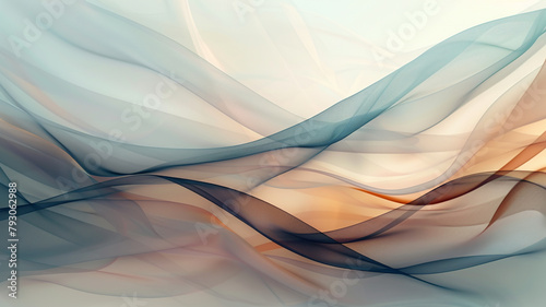 An elegant abstract design featuring sheer layers of muted colors that gracefully intersect  evoking the quiet beauty of early morning mist The overall effect is calming and subtly sophisticated