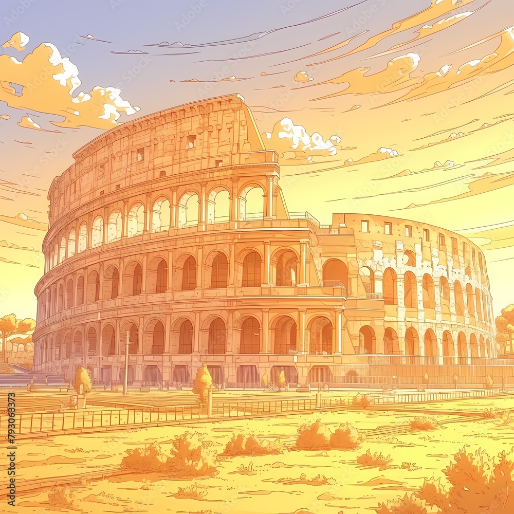 Explore the Majestic Ancient Roman Monument: The Flavian Amphitheater in Sun-Kissed Glory
