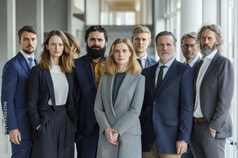 Group of business people standing in a row and looking at the camera Group of business people standing in a row and looking at the camera