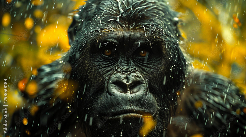 Gorilla in the jungle rain Gorilla in the jungle rain