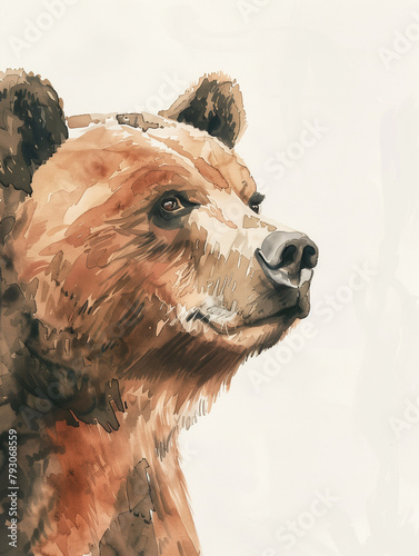 A Minimal Watercolor of a Bear's Face Close Up © Nathan Hutchcraft