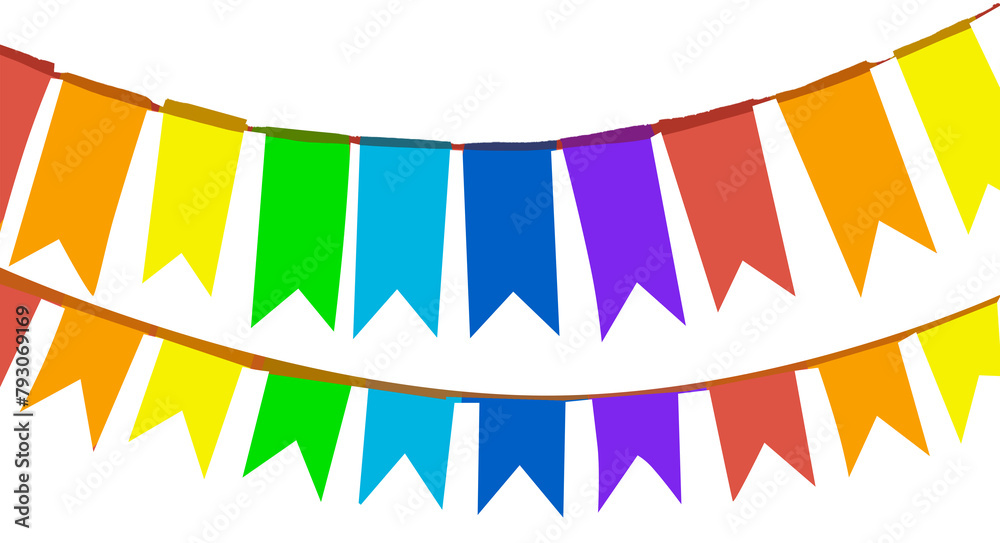 Obraz premium rainbow flags garland on a transparent background. For pride month, party, banner, design, celebration, 
