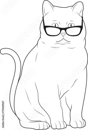British Shorthair Sunglasses Animal Vector Graphic Art Illustration