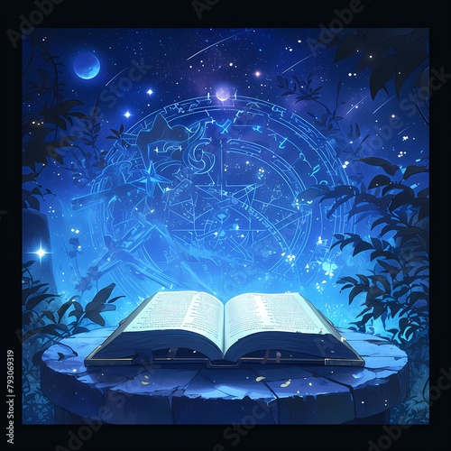 Explore the Mystical Realm with an Open Book of Stars and Planets - Embark on a Journey through Time and Space