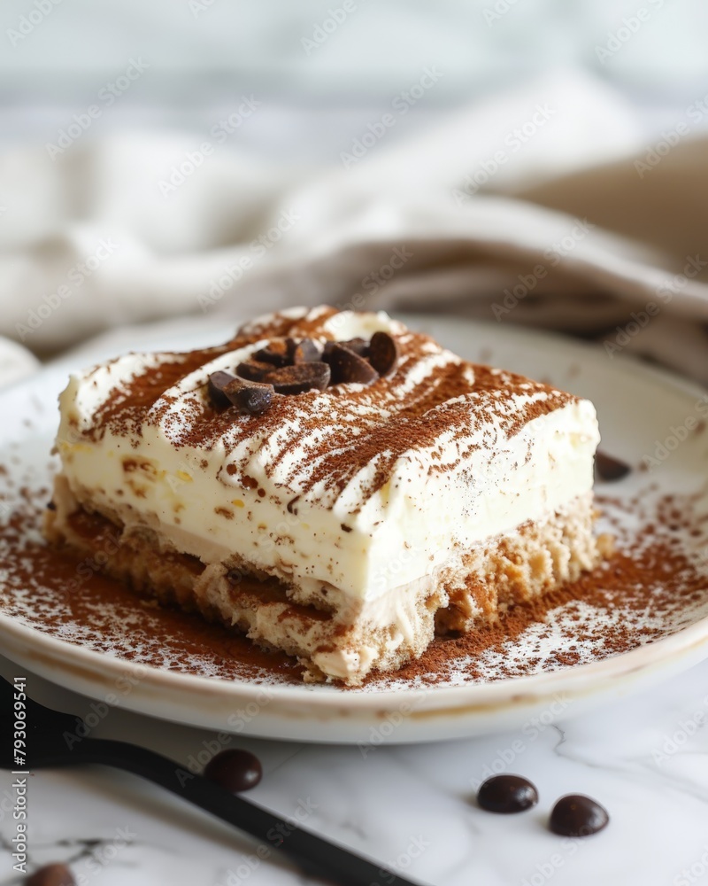 Classic Tiramisu with Cocoa Powder. Generative AI.