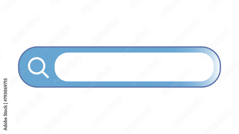 Empty light blue search bar with magnifying glass icon, isolated on a transparent or white background, vector illustration Empty light blue search bar with magnifying glass icon, isolated on a transparent or white background, vector illustration