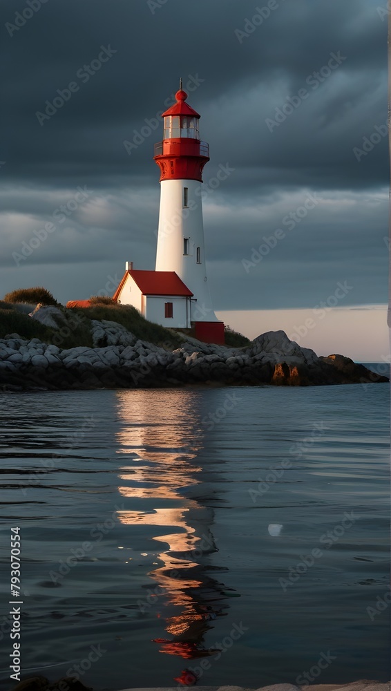 Lighthouse on the coast. Generative AI