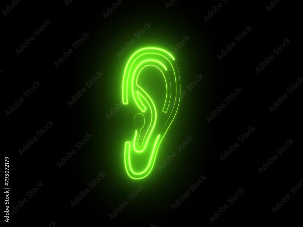 Abstract neon light ear icon animation Abstract neon light ear icon animation
